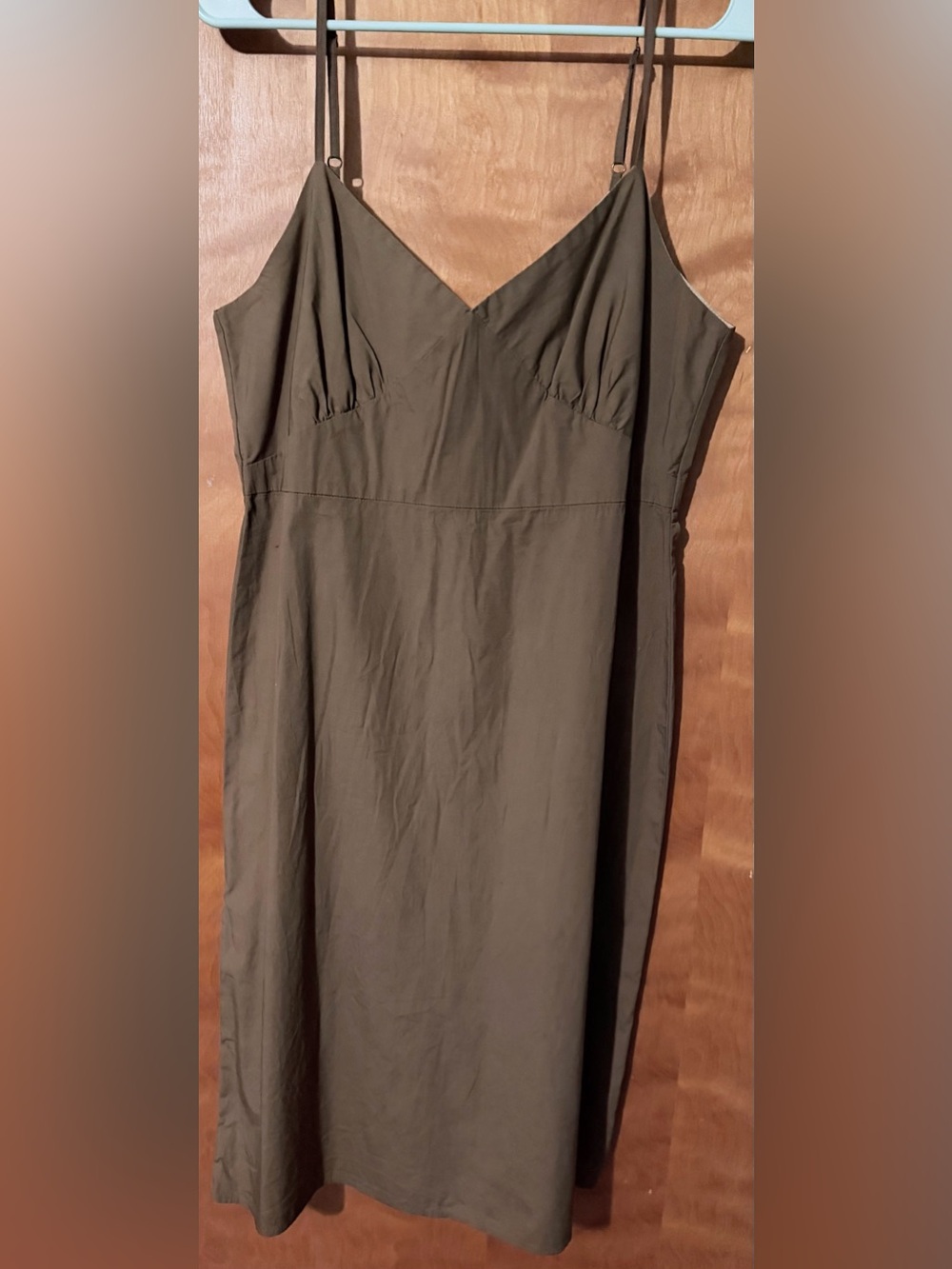 GAP Brown Midi Slip Dress Ruched Bust Spaghetti Strap Cotton 12